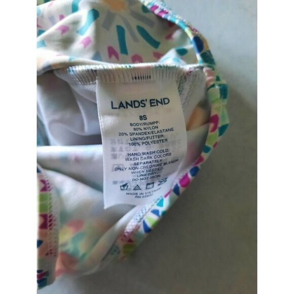 Lands End Girls Tankini top sz 8s 8 slim swim top swimsuit Floral Ruffle - Picture 3 of 3